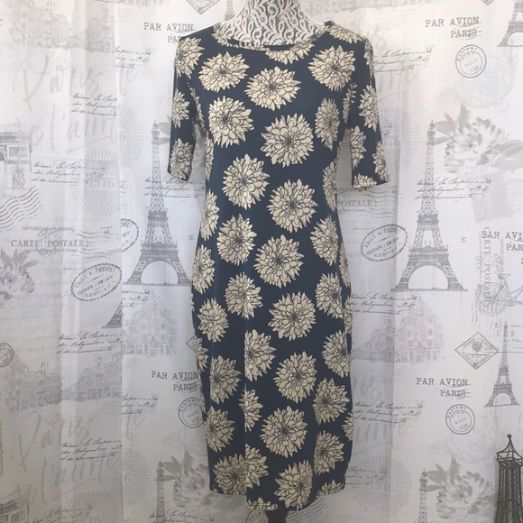 LuLaRoe Dresses & Skirts - LuLaRoe Dress Medium Blue with tan flowers